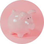 A pink piggy bank on a pink background.
