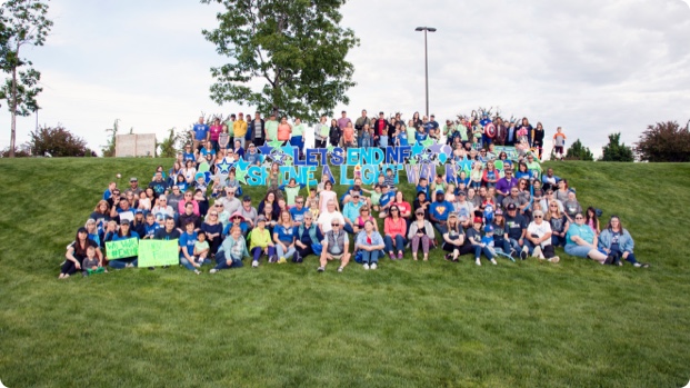 A large group of people posing for a photo.