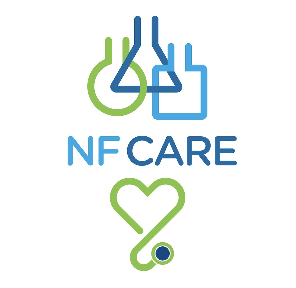 NF Care App logo with CTF beakers and a heart icon