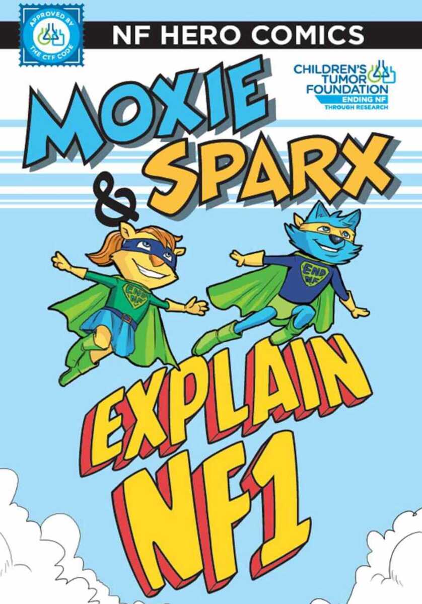 Moxie and spark explain nf1 hero comics.