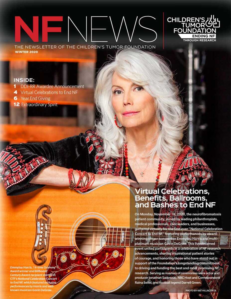 The cover of nf news magazine with a woman holding an acoustic guitar.