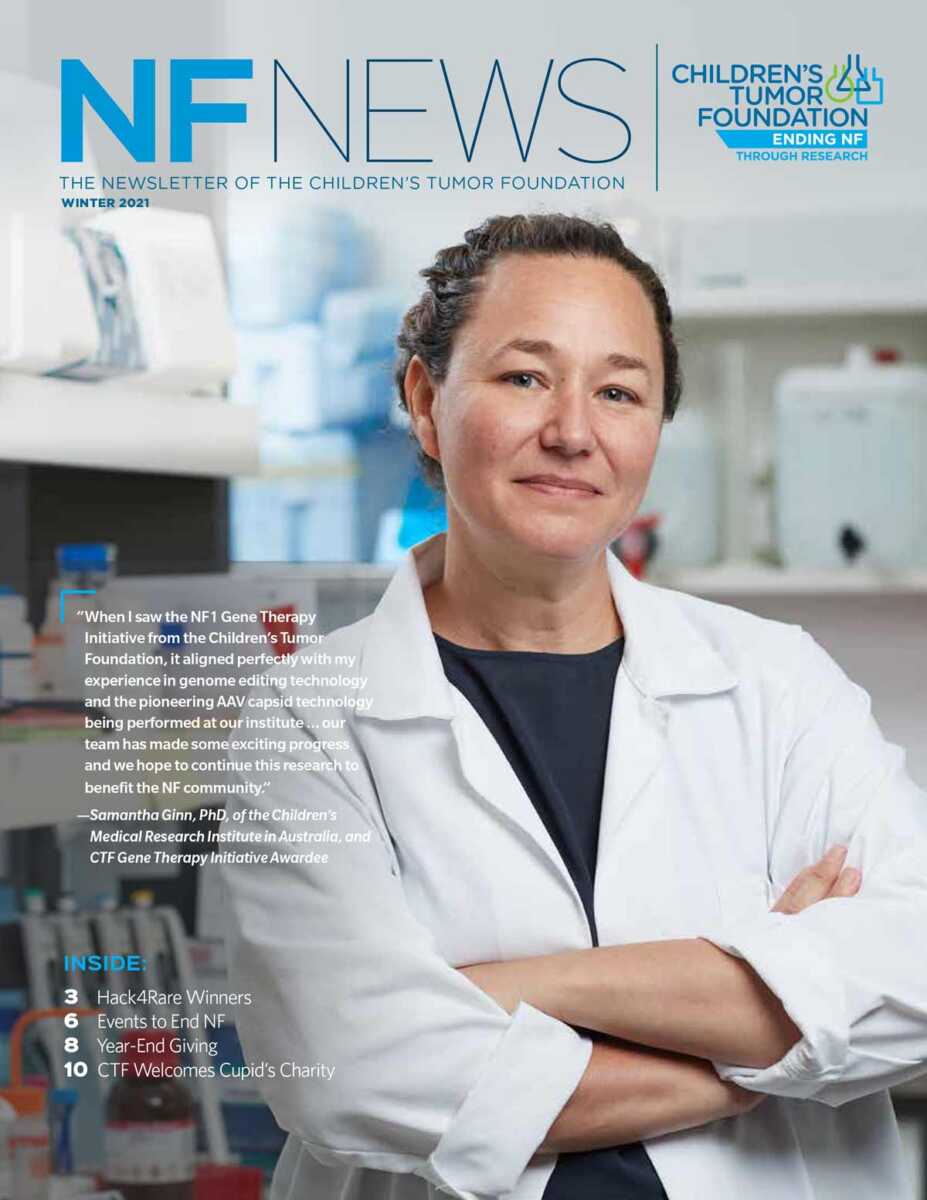 The cover of nf news with a woman in a lab coat.