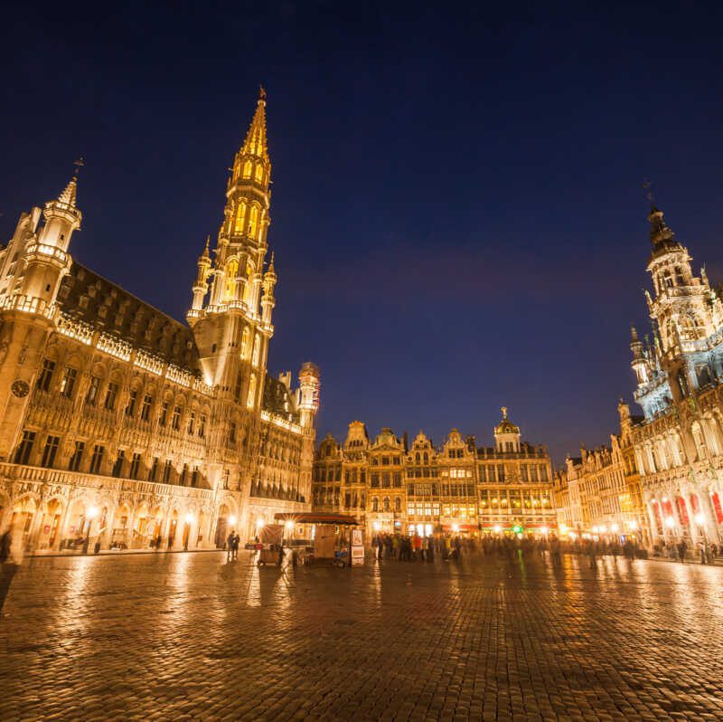 Brussels, belgium at night.