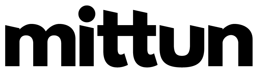 A black and white logo with the word mittun.