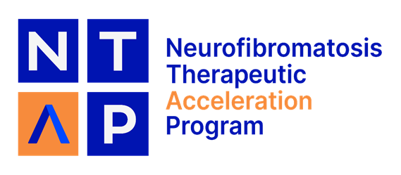 Logo of the neurofibromatosis therapeutic acceleration program (ntap) featuring blue and orange squares with the letters n, t, a, p.