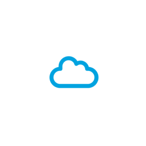 An icon featuring a microchip design with a blue cloud symbol in the center, representing cloud computing technology.