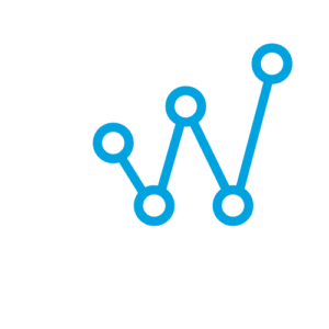 Line graph with blue connected dots over a white X and Y axis on a black background.