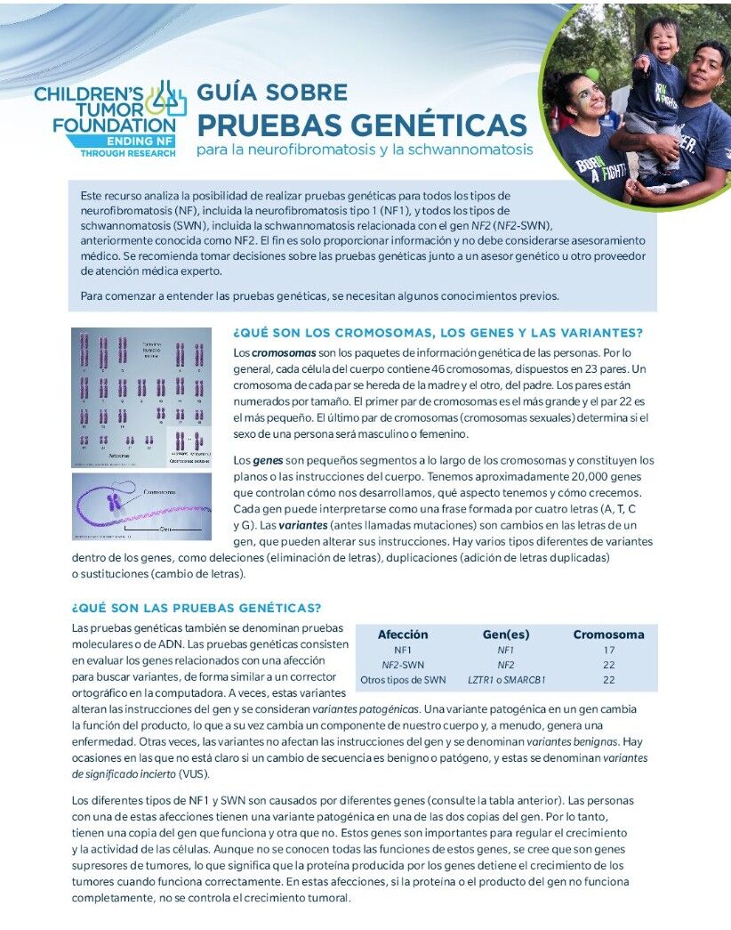 A Guide to Genetic Testing in Neurofibromatosis and Schwannomatosis (Spanish)