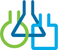 A green power button icon overlapping with a blue clipboard icon, both partially transparent and intersecting at the center.