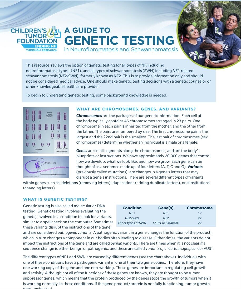 A Guide to Genetic Testing in Neurofibromatosis and Schwannomatosis