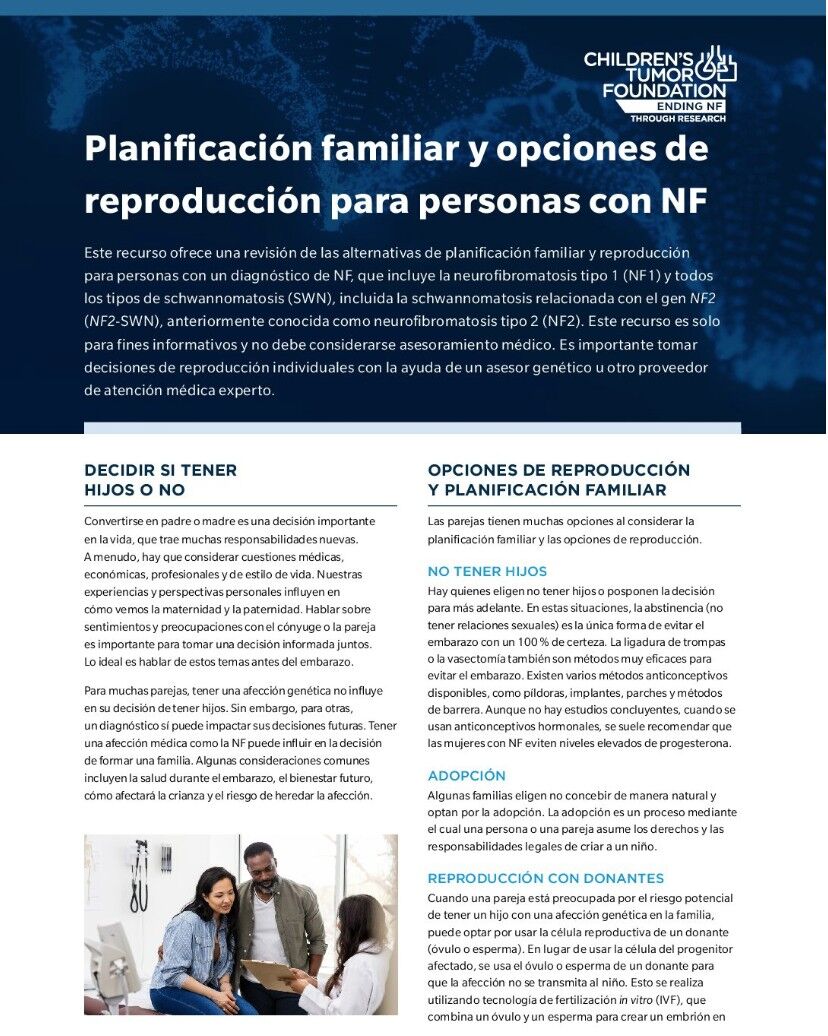 Family Planning and Reproductive Options In NF (Spanish)